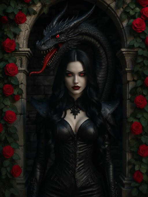 woman and dragon AI effects generated image