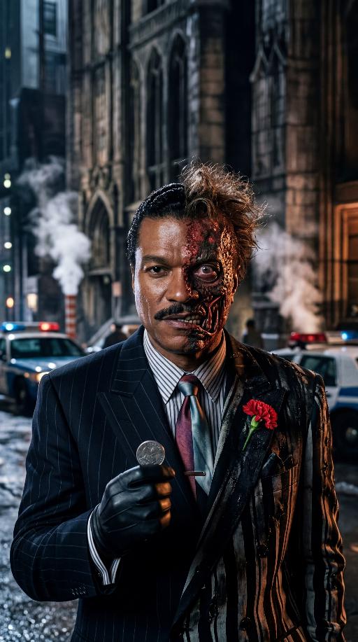 Tim Burton's Two-Face (New Earth) (2) AI effects generated image