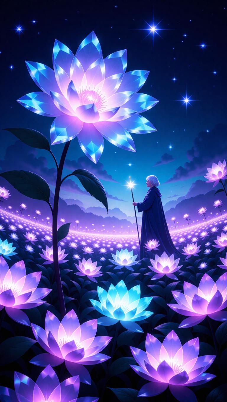 AI-Generated Luminous Crystal Flowers & Celestial Gradient Garden ...