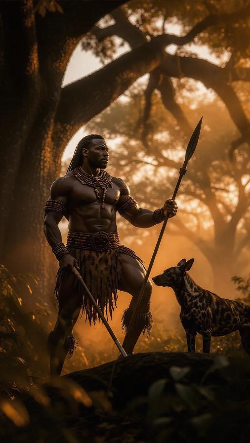 African Hunter Warrior  AI effects generated image