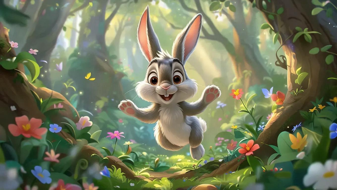 Disney White Rabbit Graphics AI-Generated Disney-Style Magical Kingdom Fluffy White Rabbit Lush ...