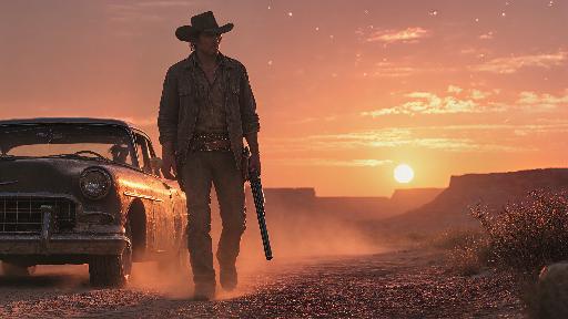 Texas volunteer on patrol. AI effects generated image