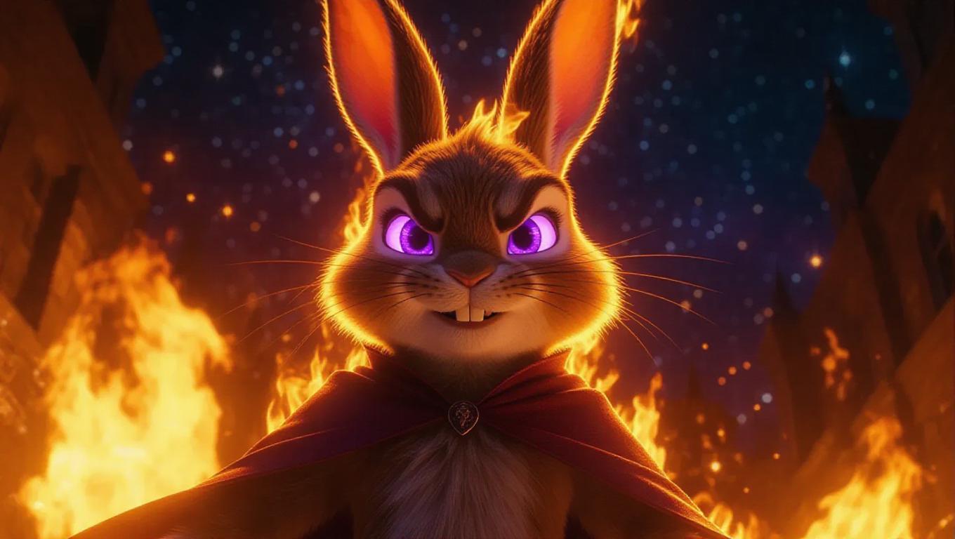 Furious Rabbit A furious anthropomorphic rabbit with vividly detailed fur, its entire ...