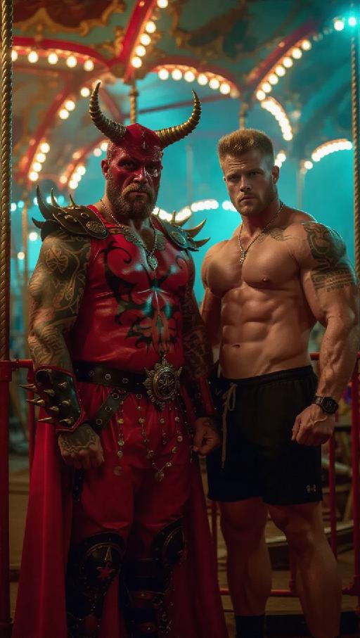 Red Devil God King in his domain with his brother AI effects generated image