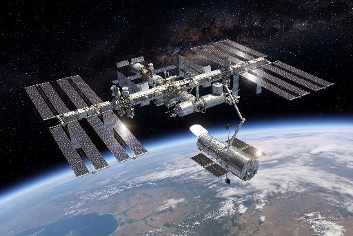 International Space Station (complete with Hubble) AI effects generated image