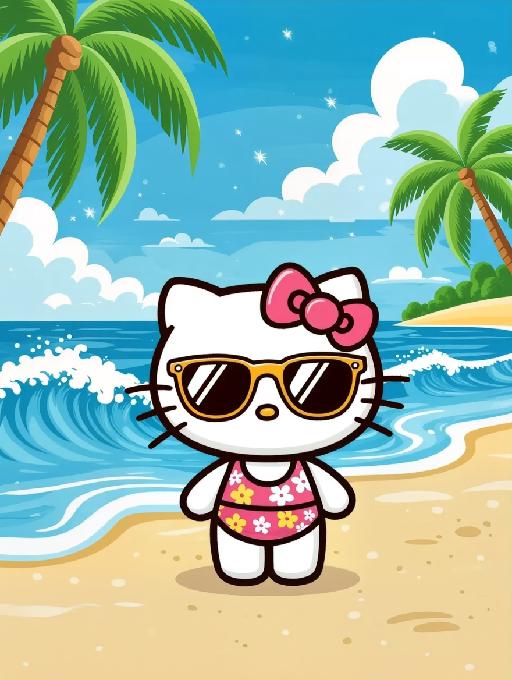 盛夏与kitty AI effects generated image