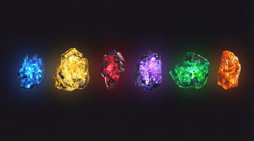 The first six and most important Infinity Stones AI effects generated image