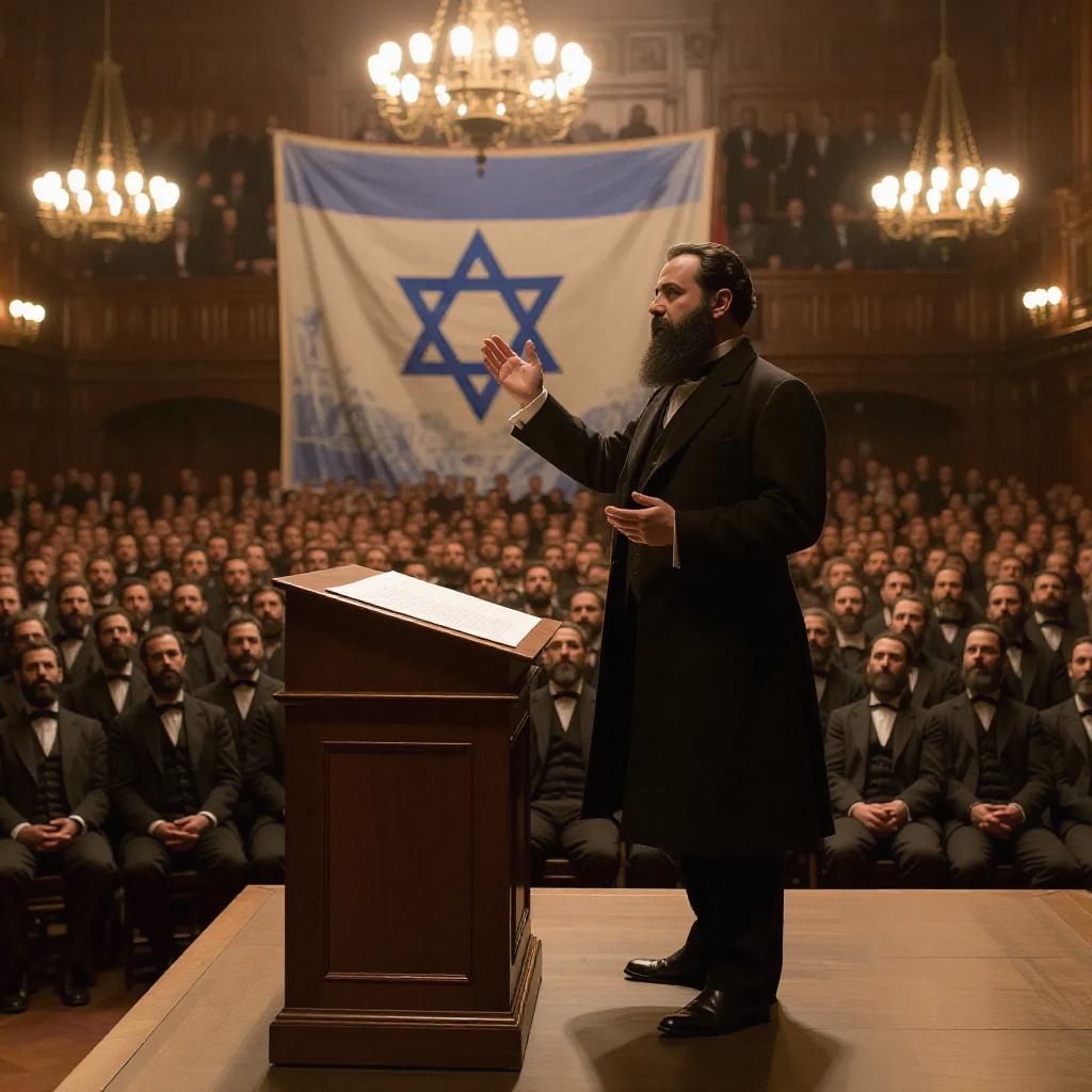 AI-Generated Theodor Herzl First Zionist Congress 1897 Historical Scene ...