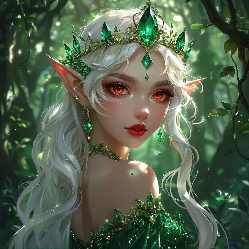 AI-Generated Anime Elf with Shiny Hair in Emerald Forest | HD Images ...