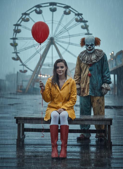 Rainy Carnival Horror AI effects generated image