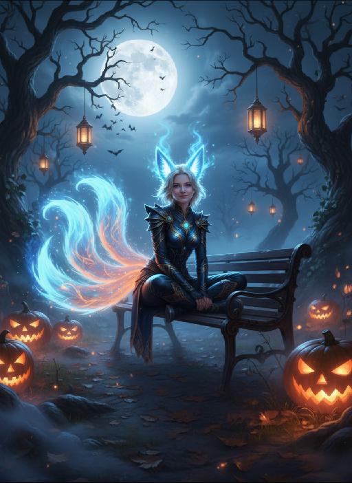 Halloween Fox demons AI effects generated image
