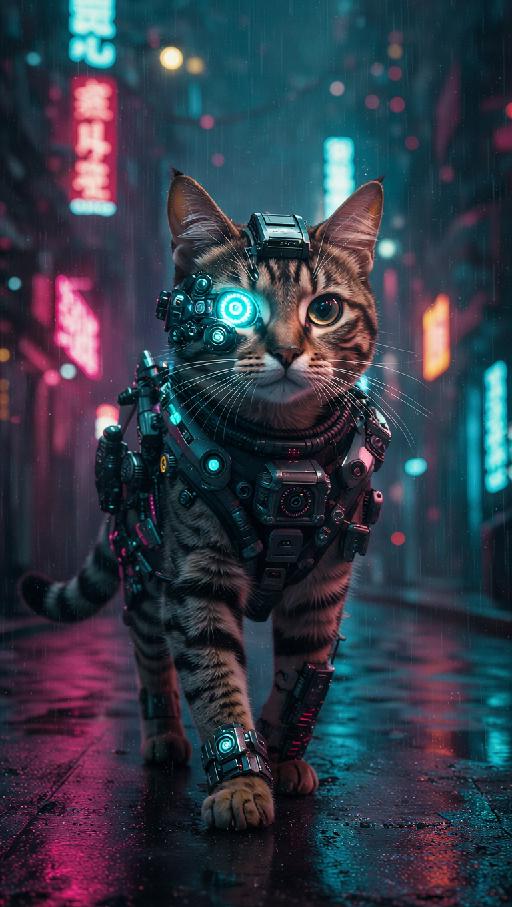 cybercat AI effects generated image