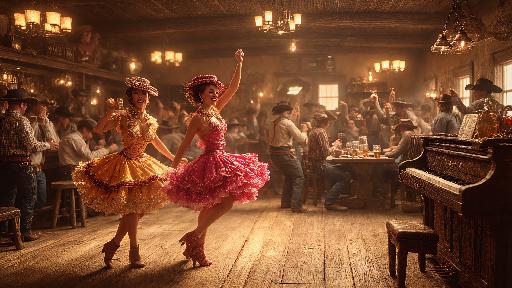 New Girls in the Saloon. AI effects generated image