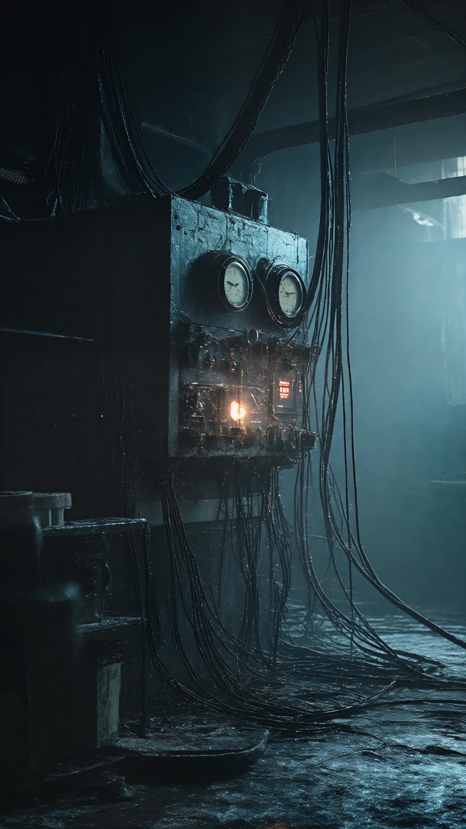 AI-Generated Abandoned Laboratory Cinematic Horror Glowing Machine ...
