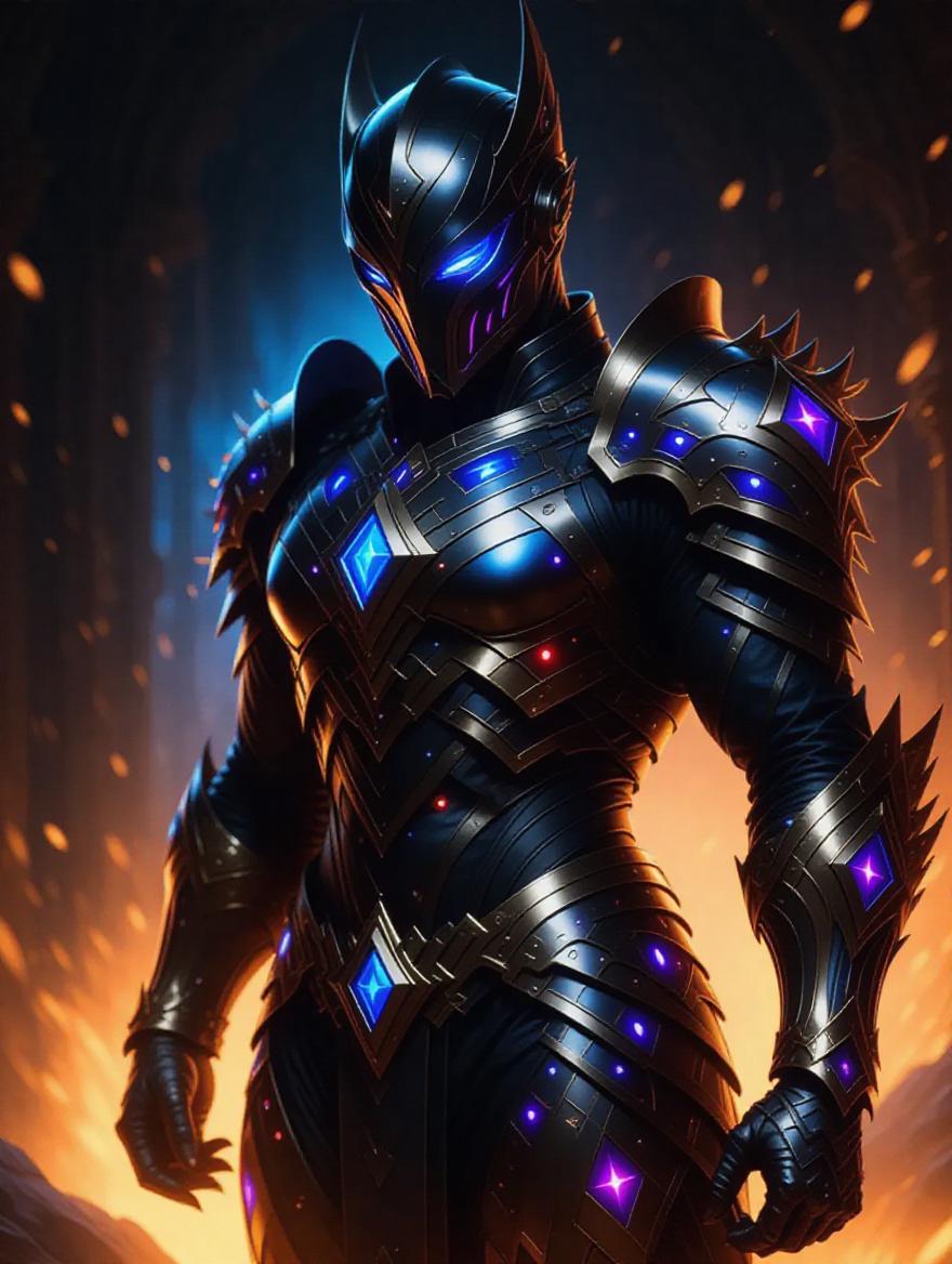 AI-Generated Magic Armor Storm Rider Black Blue Red Silver Images ...