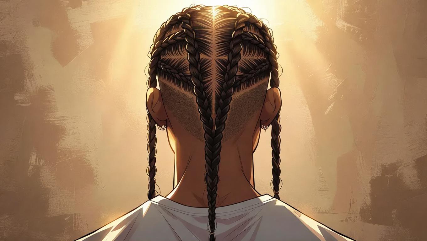 AI-Generated Stylized Male Cartoon with Scalp Braids Images/Videos ...